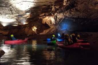 Kayaking inside Lost River Cave.